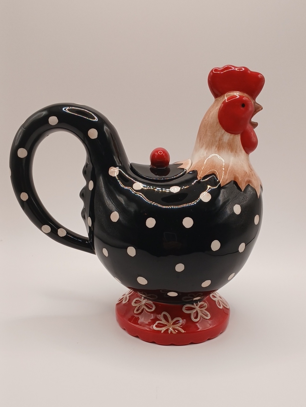 Burton & Burton 2008 "Cockadoodle Doo"  Rooster Ceramic Teapot 7.75"